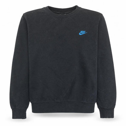 Nike Womens Black Blue Logo Crew Neck Pullover Sweatshirt M
