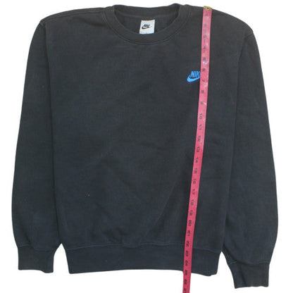 Nike Womens Black Blue Logo Crew Neck Pullover Sweatshirt M