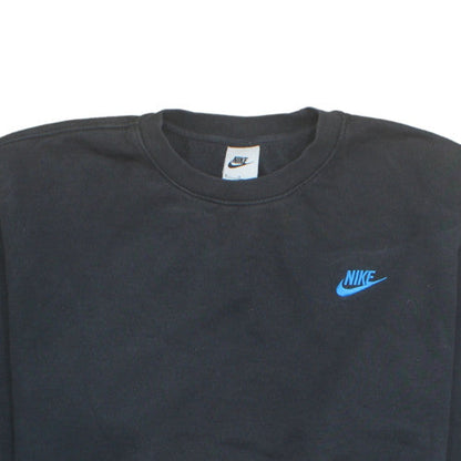 Nike Womens Black Blue Logo Crew Neck Pullover Sweatshirt M