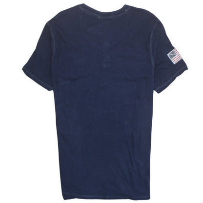 Lee Men's Blue USA Henley Polo Shirt XL Cotton Short Sleeve