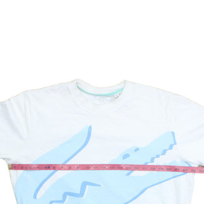 Lacoste Men's White Classic Fit Graphic Crocodile Sweatshirt L