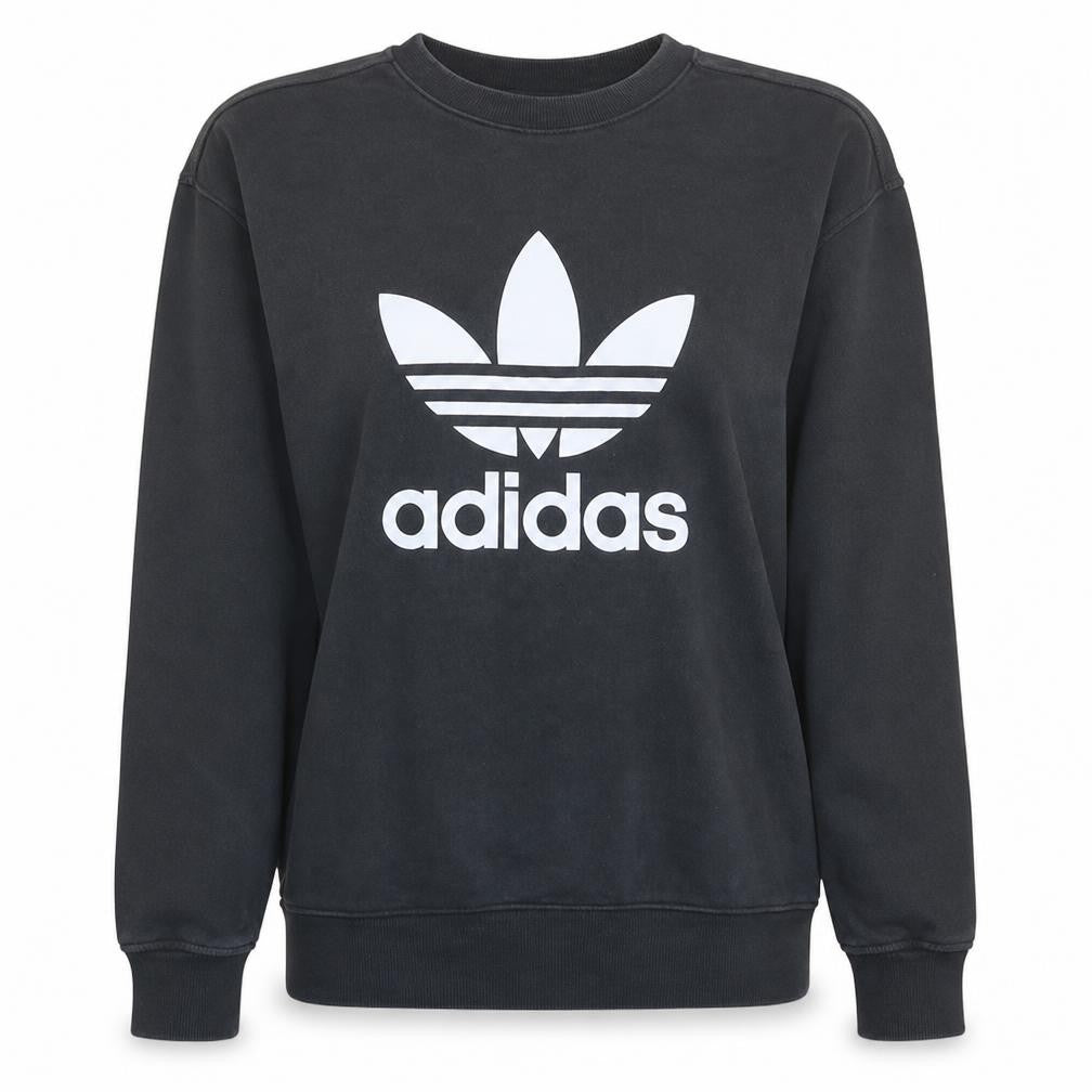 Adidas Womens Black Crew Neck Logo Sweatshirt UK 12