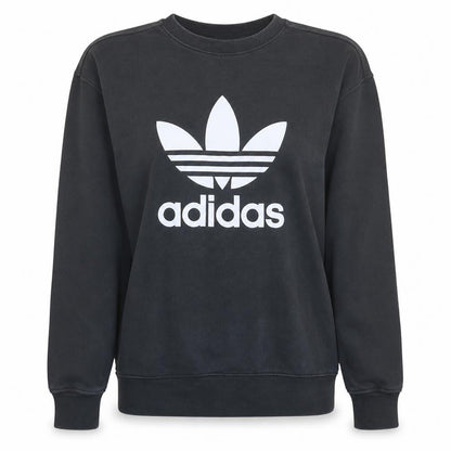 Adidas Womens Black Crew Neck Logo Sweatshirt UK 12
