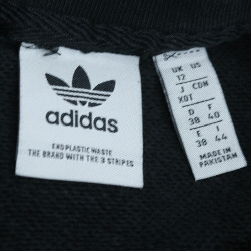 Adidas Womens Black Crew Neck Logo Sweatshirt UK 12