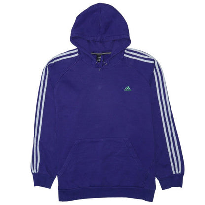 Adidas Mens Blue 2XL Pullover Hoodie with Logo and Stripes