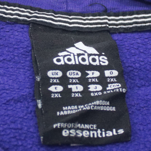 Adidas Mens Blue 2XL Pullover Hoodie with Logo and Stripes
