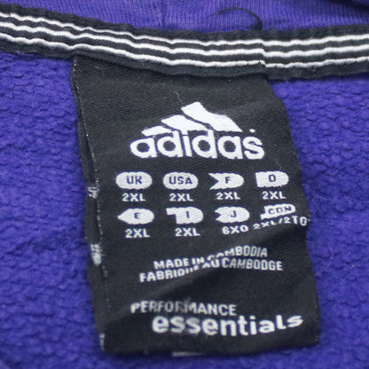 Adidas Mens Blue 2XL Pullover Hoodie with Logo and Stripes