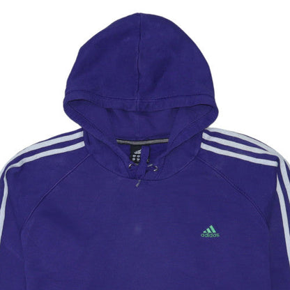 Adidas Mens Blue 2XL Pullover Hoodie with Logo and Stripes