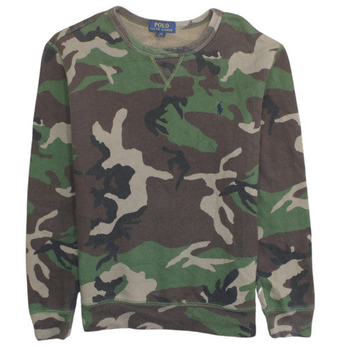 Ralph Lauren Boys Green Camouflage Pullover Sweatshirt L 14-16 Years