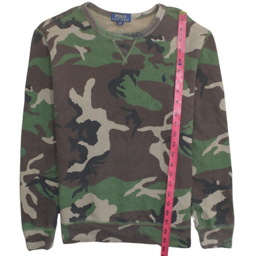 Ralph Lauren Boys Green Camouflage Pullover Sweatshirt L 14-16 Years