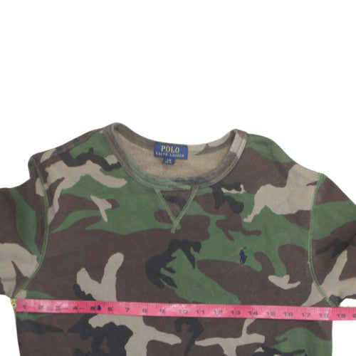 Ralph Lauren Boys Green Camouflage Pullover Sweatshirt L 14-16 Years