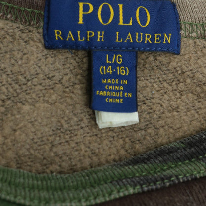 Ralph Lauren Boys Green Camouflage Pullover Sweatshirt L 14-16 Years