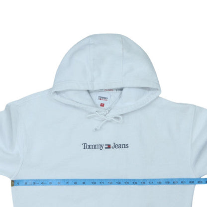 Tommy Jeans Men's White Pullover Hoodie M Logo Fleece Sweatshirt