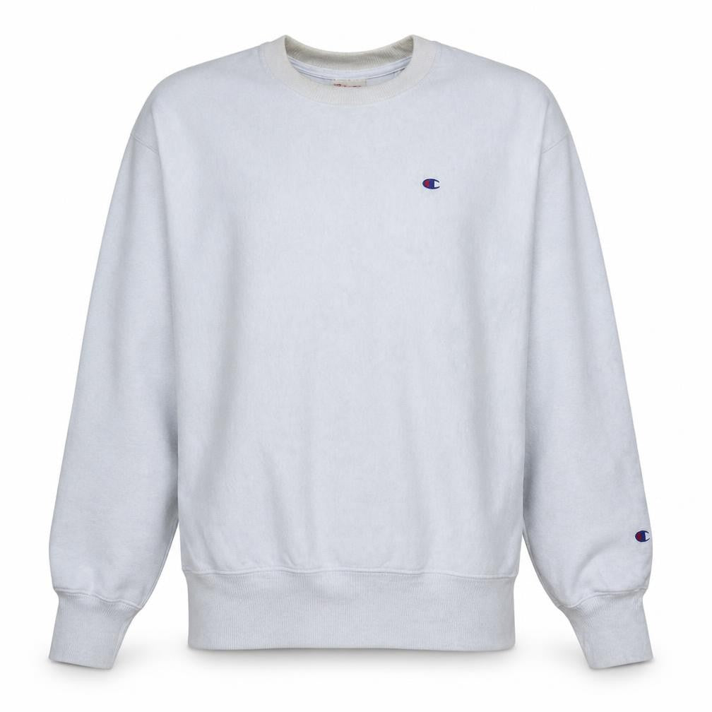 Champion Men's White Reverse Weave Crew Neck Sweatshirt Size L