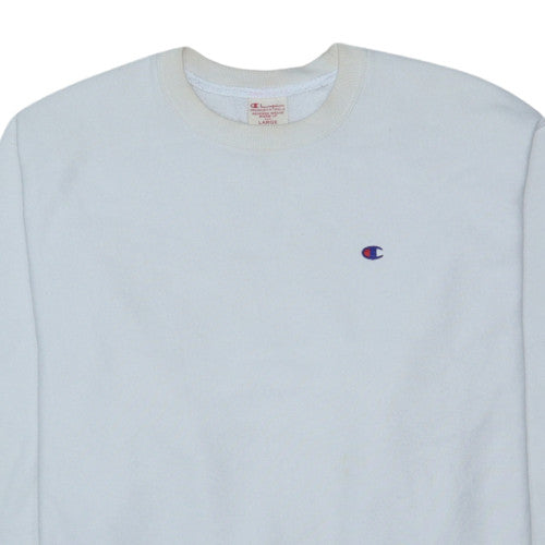 Champion Men's White Reverse Weave Crew Neck Sweatshirt Size L