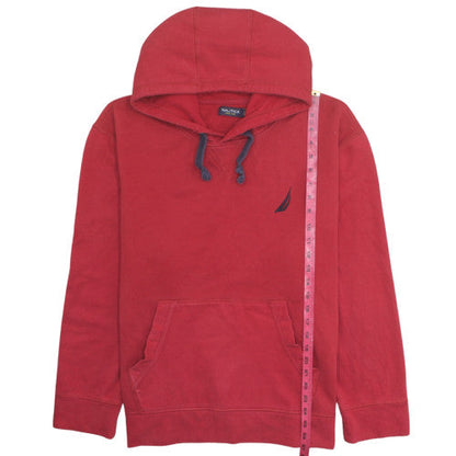 Nautica Men Red Pullover Hoodie XL Fleece Cotton Blend