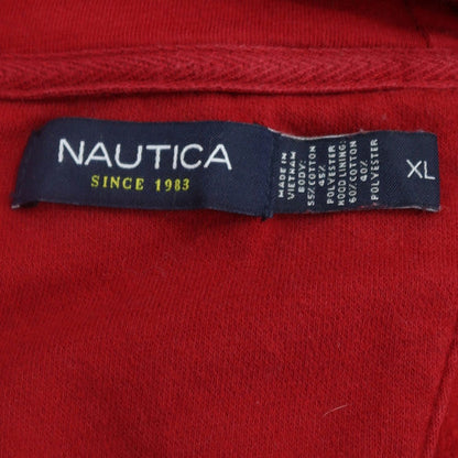 Nautica Men Red Pullover Hoodie XL Fleece Cotton Blend