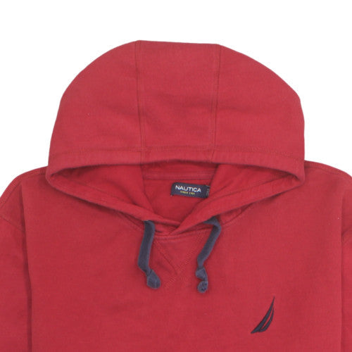 Nautica Men Red Pullover Hoodie XL Fleece Cotton Blend