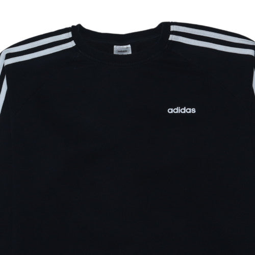 Adidas Women Black Crew Neck Long Sleeve Pullover Sweatshirt XL 20-22
