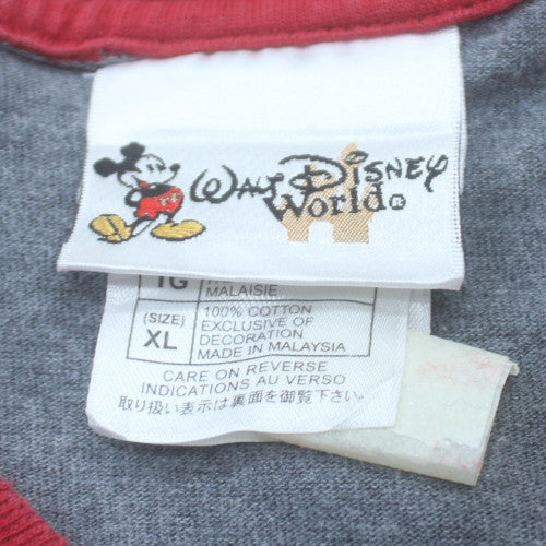 Walt Disney World Women’s Grey Red Raglan Mickey T-Shirt XL