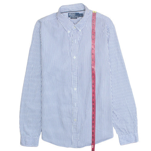 Polo Ralph Lauren Men's Blue Striped Slim Fit Long Sleeve Shirt Size L