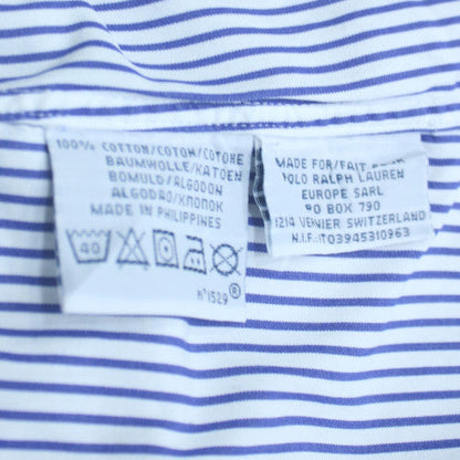 Polo Ralph Lauren Men's Blue Striped Slim Fit Long Sleeve Shirt Size L