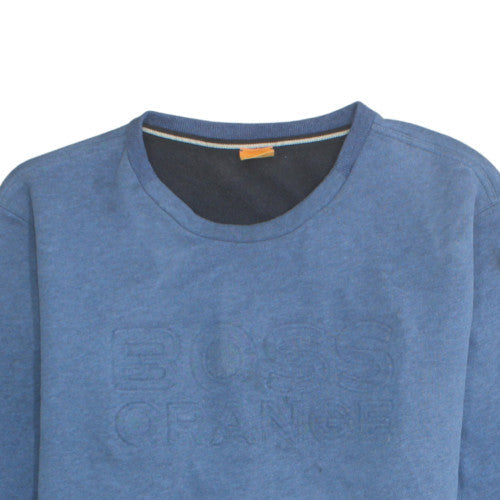 Hugo Boss Men’s Blue 2XL Pullover Sweatshirt Logo Fleece