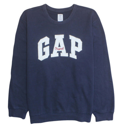 GAP Men's Navy Blue Crew Neck Logo Sweatshirt XXL Cotton Blend