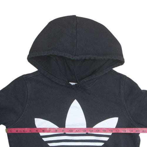 Adidas Womens Black Trefoil Pullover Hoodie Size 14 Cotton Blend