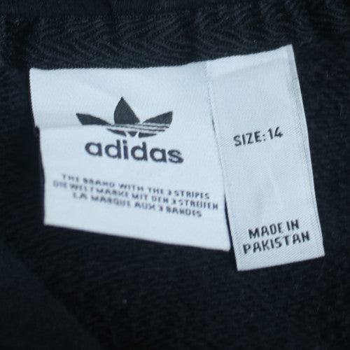 Adidas Womens Black Trefoil Pullover Hoodie Size 14 Cotton Blend