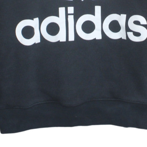 Adidas Womens Black Trefoil Pullover Hoodie Size 14 Cotton Blend
