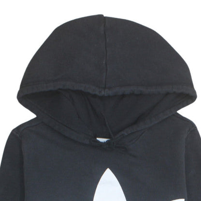 Adidas Womens Black Trefoil Pullover Hoodie Size 14 Cotton Blend