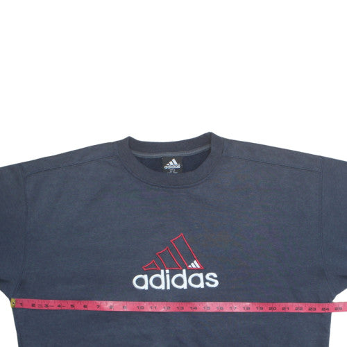Adidas Men's Blue Embroidered Logo Pullover Sweatshirt Size L
