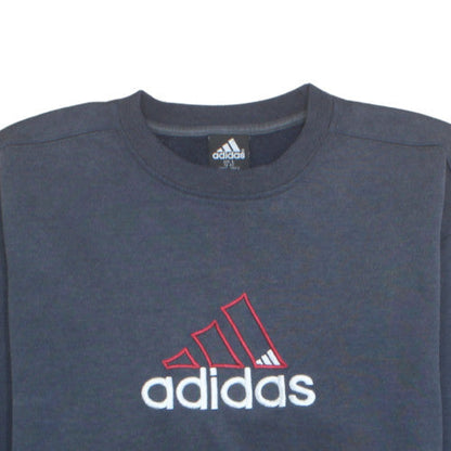 Adidas Men's Blue Embroidered Logo Pullover Sweatshirt Size L