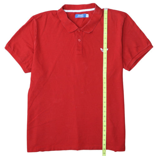 adidas Men's Red Collared Short Sleeve Cotton T-Shirt 2XL