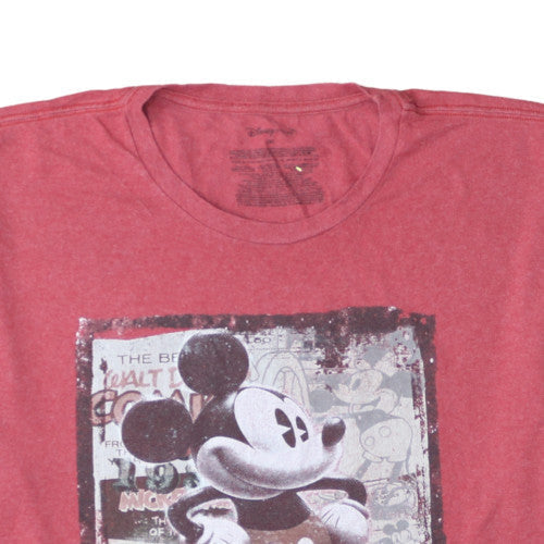 Disney Store Women Red Mickey Mouse T-Shirt 3XL Short Sleeve Cotton Blend