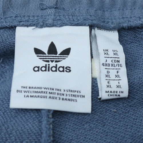 Adidas Men's Blue XL Track Pants with Side Stripes and Pockets