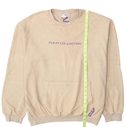 Puma Women Beige Pullover Sweatshirt M Crew Neck Cotton Blend