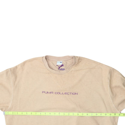 Puma Women Beige Pullover Sweatshirt M Crew Neck Cotton Blend