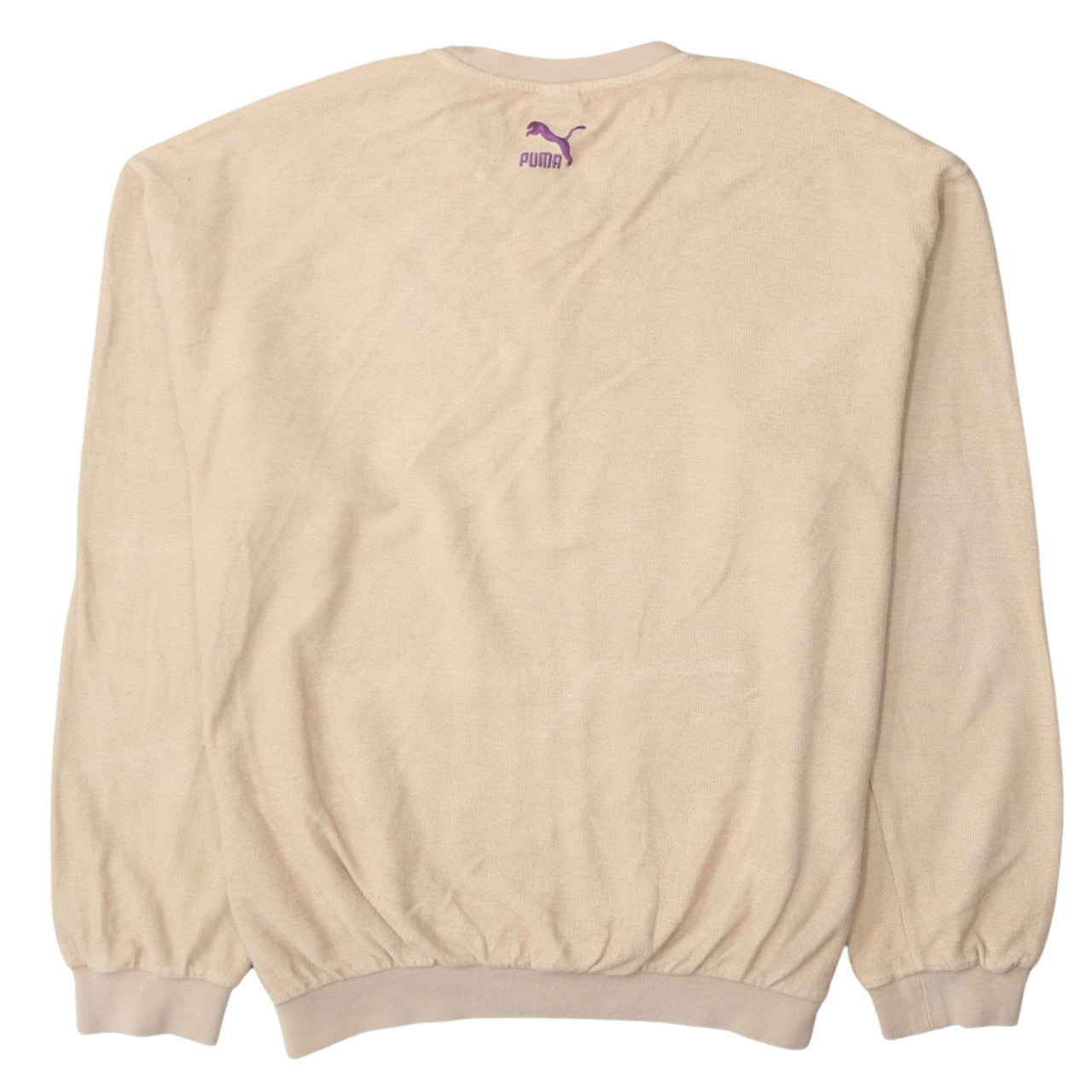 Puma Women Beige Pullover Sweatshirt M Crew Neck Cotton Blend