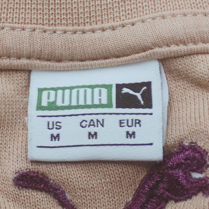Puma Women Beige Pullover Sweatshirt M Crew Neck Cotton Blend