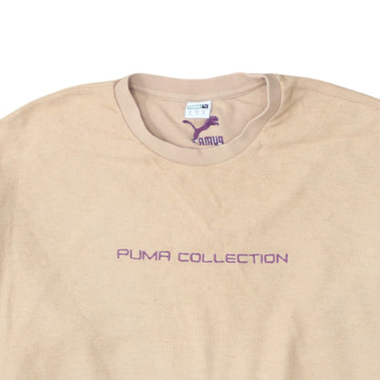 Puma Women Beige Pullover Sweatshirt M Crew Neck Cotton Blend