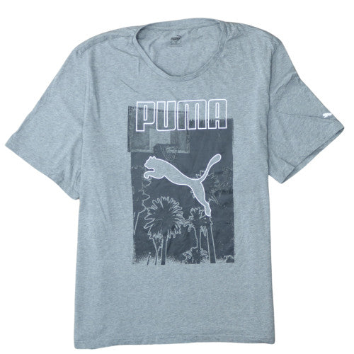 Puma Men's Grey Graphic Print Crew Neck Short Sleeve T-Shirt 3XL