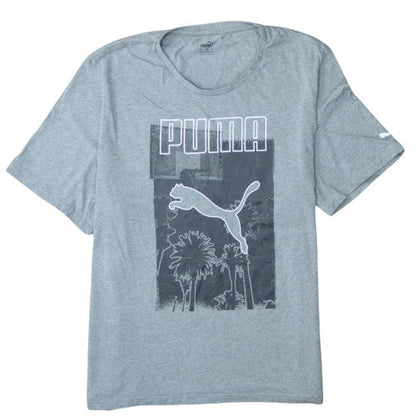 Puma Men's Grey Graphic Print Crew Neck Short Sleeve T-Shirt 3XL