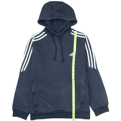 Adidas Men Blue Pullover Hoodie M Fleece Sports Logo