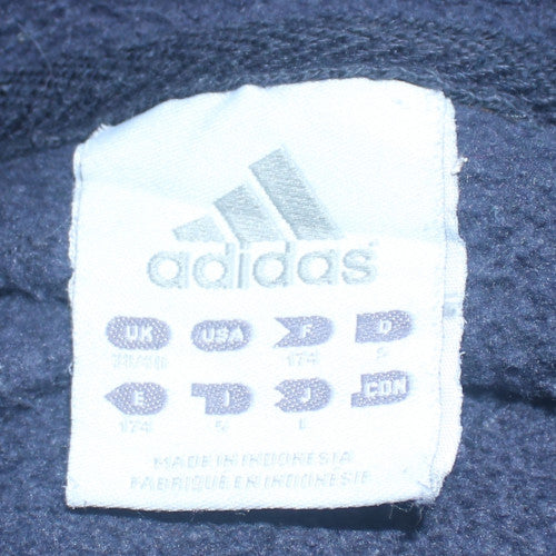 Adidas Men Blue Pullover Hoodie M Fleece Sports Logo