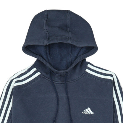Adidas Men Blue Pullover Hoodie M Fleece Sports Logo