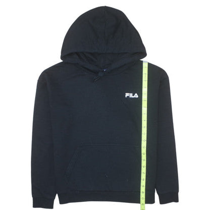 FILA Women’s Black Pullover Hoodie Small Cotton Blend Logo Hooded Sweatshirt