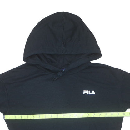 FILA Women’s Black Pullover Hoodie Small Cotton Blend Logo Hooded Sweatshirt