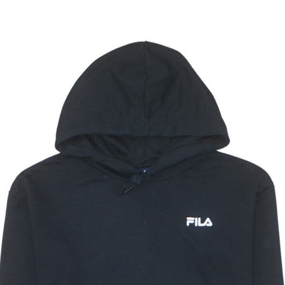 FILA Women’s Black Pullover Hoodie Small Cotton Blend Logo Hooded Sweatshirt